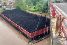Tongkang Batu Bara Hantam Fender Jembatan Sungai Lilin