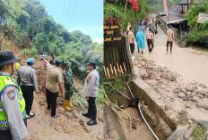 Longsor AKibatkan Sawah Tertimbun, Jalan Putus Total