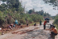 Antisipasi Kecelakaan, Gotong Royong Tampal Jalan Berlubang