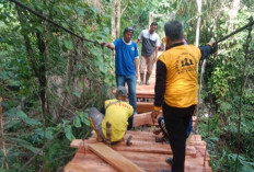 Permudah Akses, Gotong Royong Perbaiki Jembatan Gantung